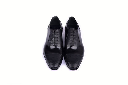C0001301-6708 Cap toe Ostrich-Black