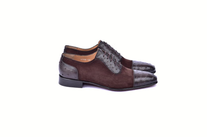 C00014-6708 Cap toe Ostrich-Brown Suede