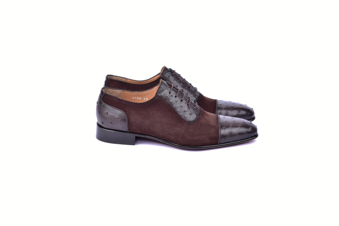 C00014-6708 Cap toe Ostrich-Brown Suede