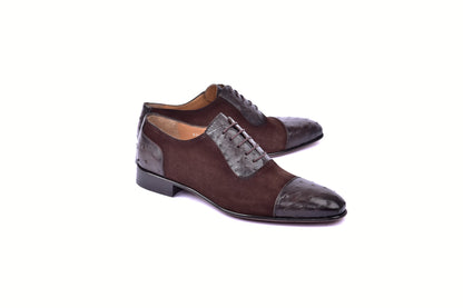 C00014-6708 Cap toe Ostrich-Brown Suede