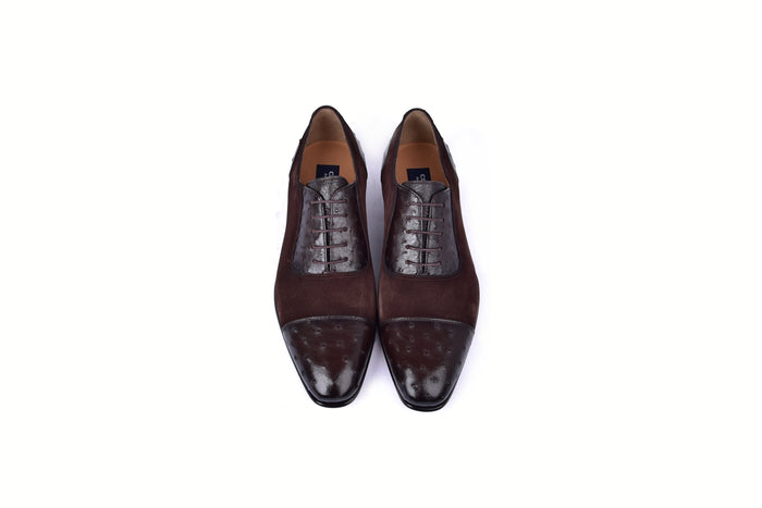 C00014-6708 Cap toe Ostrich-Brown Suede