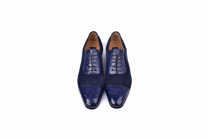 C00015-6708 Cap toe Ostrich-Navy Suede