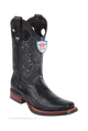 Wild West Botas de Pata de Avestruz Horma Square Toe Black