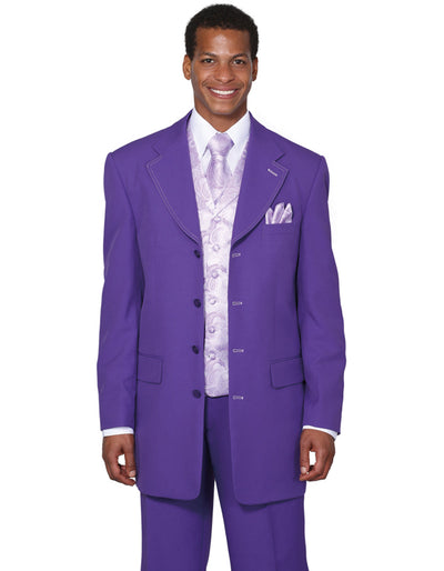 Mens 4 Button Wide Notch Lapel Fashion Purple Suit 1 UO-1231  - from alligatorwarehouse.com