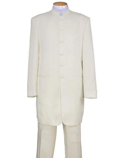 Mens 6 Button Long Style Mandarin Collar tuxedo in Cream 1 KU-3028  - from alligatorwarehouse.com