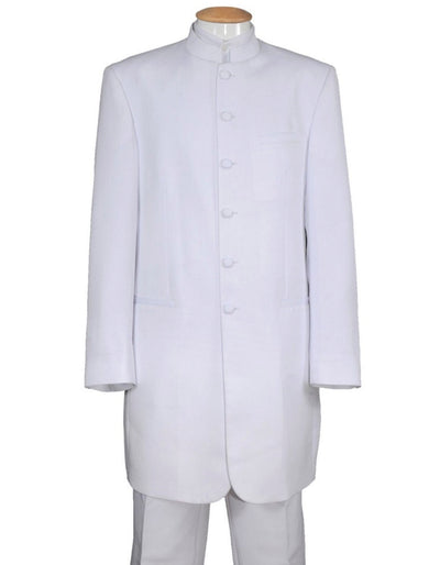 Mens 6 Button Long Style Mandarin Collar tuxedo in White 1 E5-1609  - from alligatorwarehouse.com