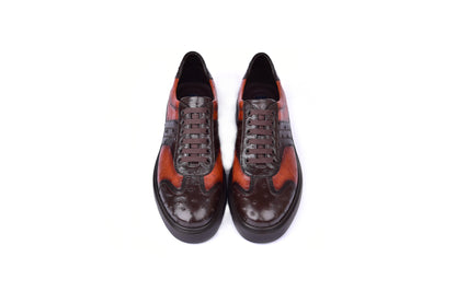 C001302-6988 Full Ostrich Sneaker- Brown