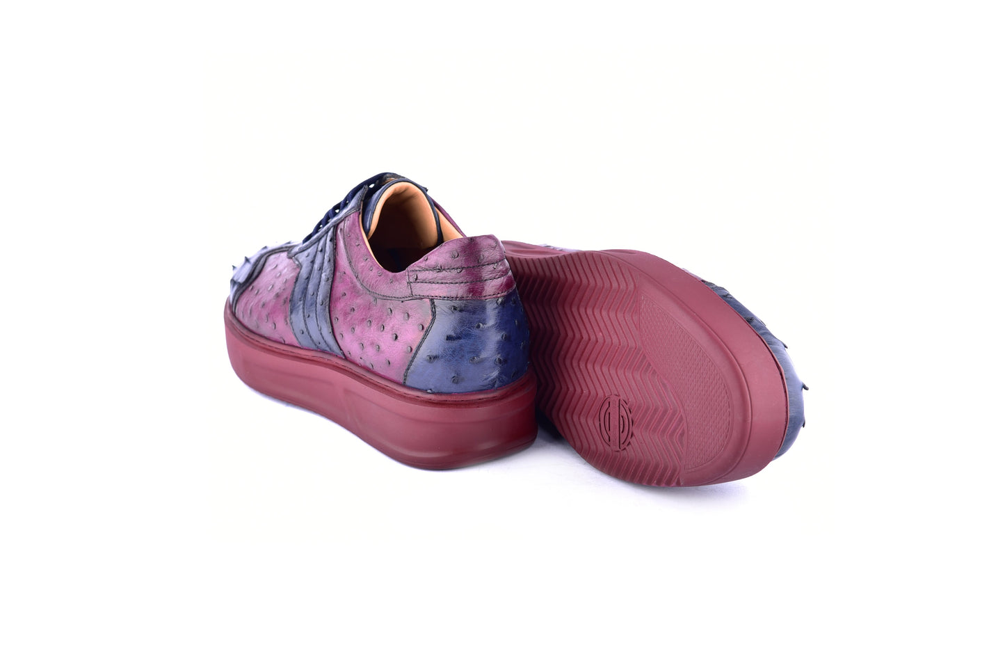 C0013021-6988 Full Ostrich Sneaker- Navy-Burgundy