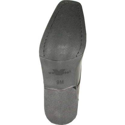 Bravo Mens Modern Pointy Square Toe Oxford Patent Tuxedo Shoe in Black