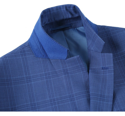 293-10 Men's 2-Piece Slim Fit Windowpane Check Dress Stretch Suit 6 SO6293-10 slim suits_38L  - from alligatorwarehouse.com