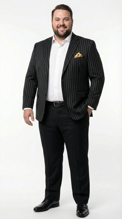 Men’s Black Pinstripe Blazer – Classic Tailored Formal Jacket for Business, Office and Evening Wear