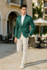 Men’s Teal Green Floral Jacquard Blazer – Slim Fit Tuxedo Jacket for Weddings, Proms, and Parties 3   - from alligatorwarehouse.com