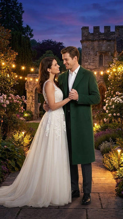 Men’s Hunter Green Full-Length Wool Overcoat – Classic Winter Dress Coat for Formal and Casual Wear Topcoat Mens Wintercoat