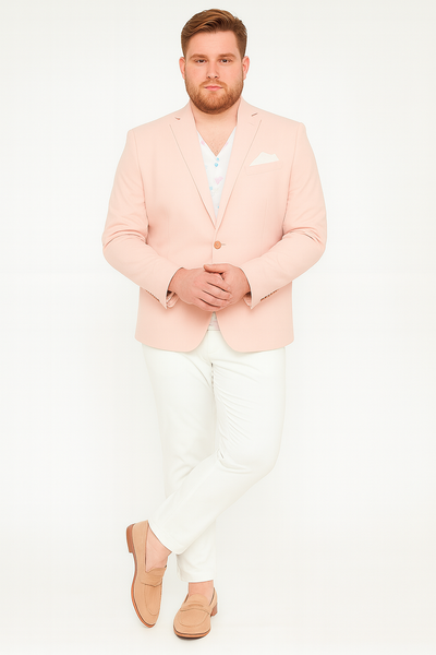 Men’s Blush Pink Slim Fit Blazer – Stylish Two-Button Sport Coat with Notch Lapel 1   - from alligatorwarehouse.com