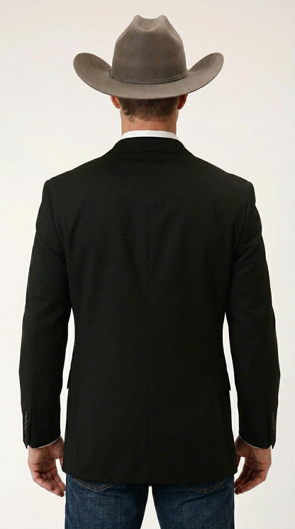 Men’s Black Linen Western Cowboy Blazer – Lightweight Formal Blazer Jacket for Wedding - Country Summer Jacket