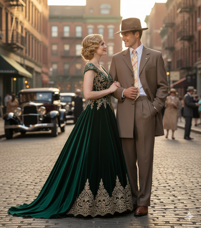 Men’s 1920s Tan Zoot Suit with Fedora Hat and Wingtip Shoes – Vintage Gangster 3-Piece Long Jacket Suit 3   - from alligatorwarehouse.com