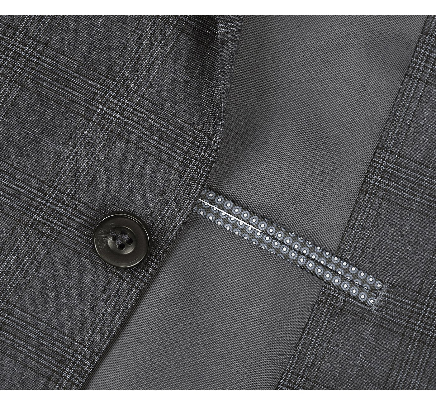 278-1 Men's 3-Piece Classic Fit Single Breasted Windowpane Suit