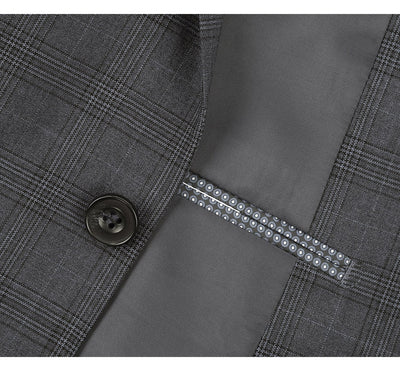 278-1 Men's 3-Piece Classic Fit Single Breasted Windowpane Suit 6 SO6278-1 classic suits_34S  - from alligatorwarehouse.com