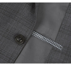 278-1 Men's 3-Piece Classic Fit Single Breasted Windowpane Suit