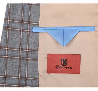 293-7 Men's Two Piece Slim Fit Stretch Windowpane Check Dress Suit 6 SO6293-7 slim suits_36S  - from alligatorwarehouse.com