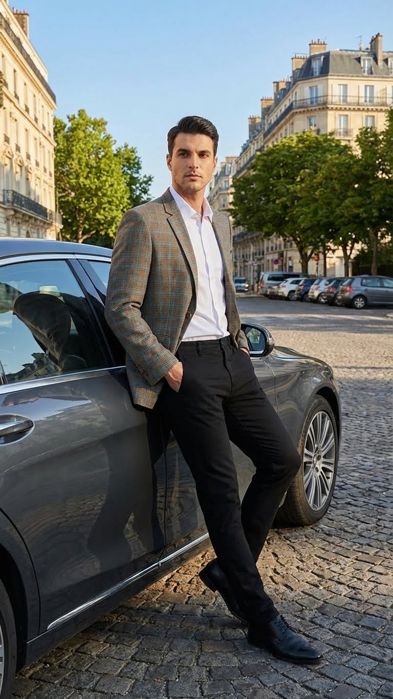 Men’s Green Brown and Teal Plaid Sport Coat – Tailored Fit Check Blazer Jacket - Tartan Sportcoat