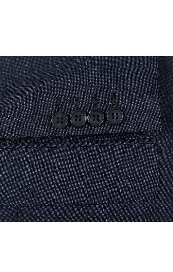 Wool Blend Regular Fit Suit 2 Piece Suit 2 Button in Navy