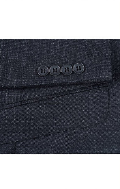 Men’s Charcoal Wool Blend Slim Fit 2 Piece Suit, 2 Button Formal Wedding Business Suit