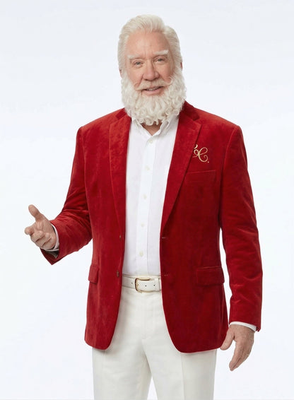 Men’s Red Velvet Blazer Santa Clauses Tim Allen Inspired Jacket – Festive Christmas Party Blazer, Holiday Costume Jacket Christmas New Year