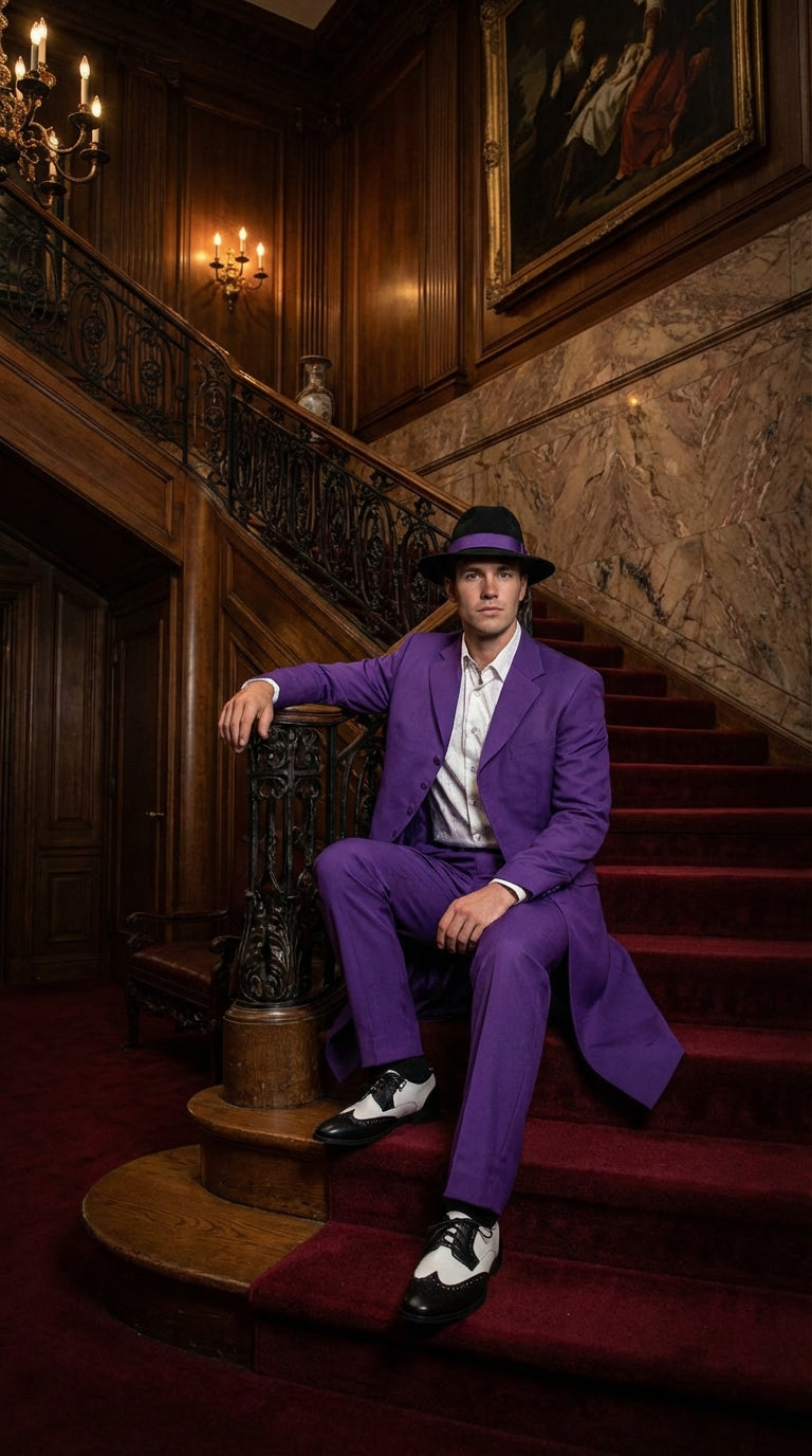 Pimp Halloween Joker Costume Purple Zoot Suit for Men
