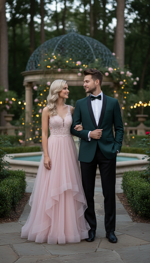 Men’s Green Tuxedo Suit – Slim Fit Jacket with Black Satin Shawl Lapel and Black Pants in Hunter Green