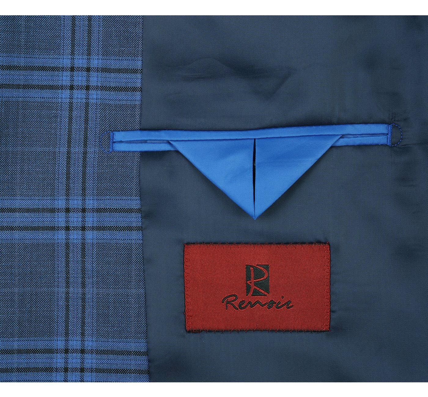 293-4 Men's 2-Piece Slim Fit Notch Lapel Stretch Windowpane Suit