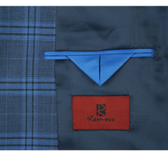 293-4 Men's 2-Piece Slim Fit Notch Lapel Stretch Windowpane Suit