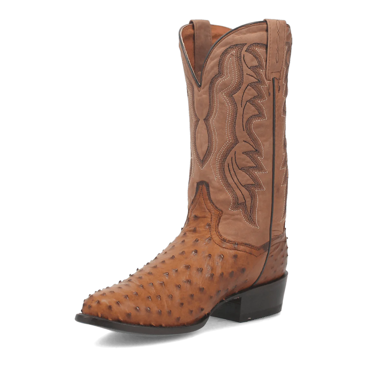 Dan Post Men's Tempe Full Quill Ostrich Round Toe Boots - Saddlebrown 6 DP2323_7_D  - from alligatorwarehouse.com