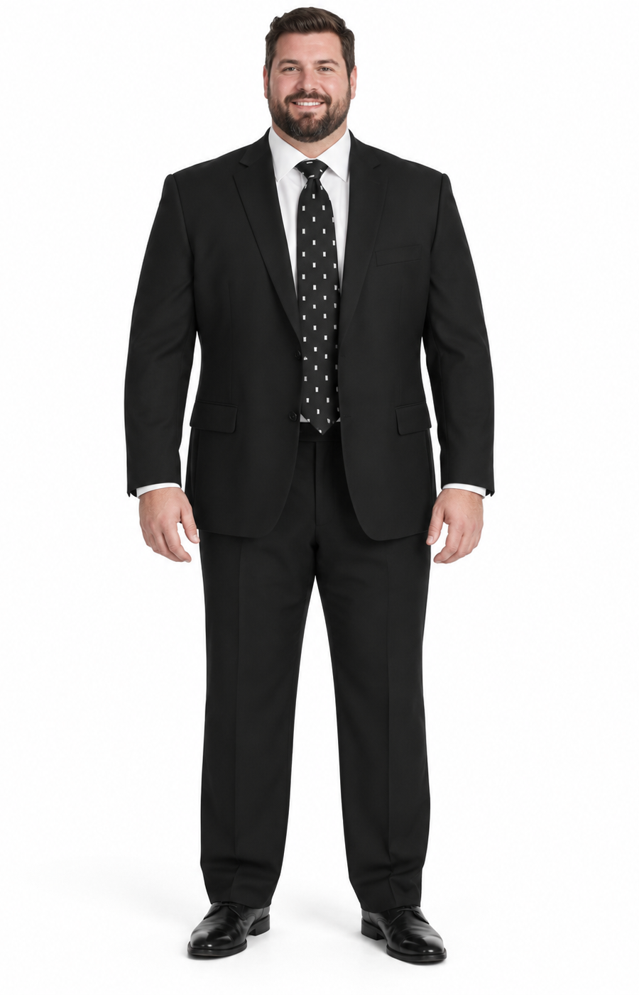 Apollo King Black Poplin Suit - Modern Fit Two-Button