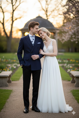 Men’s Navy Blue Double-Breasted Blazer - Suit Jacket – Premium Tailored Fit Formal Wedding and Business Sport Coat