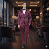 Mens Sateen Shiny Burgundy Slim Fit Tuxedo – Satin Shawl Lapel 3-Piece Suit 7   - from alligatorwarehouse.com