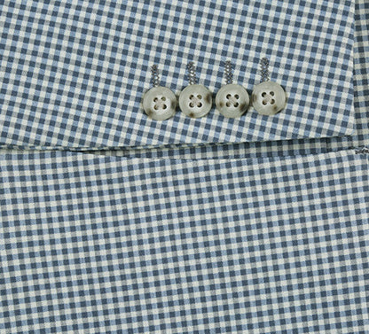 Half Canvas Slim Fit Blazer in Sage Blue Check