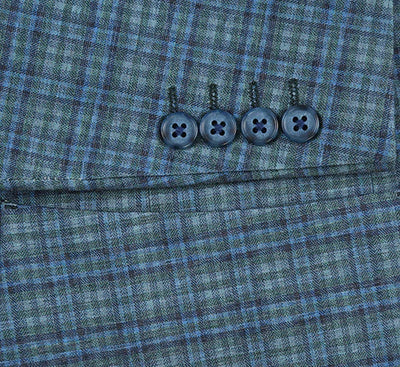 Half Canvas Slim Fit Blazer in Green Blue Check 6 SO6PS24-12_Riserva-JKT_40R  - from alligatorwarehouse.com