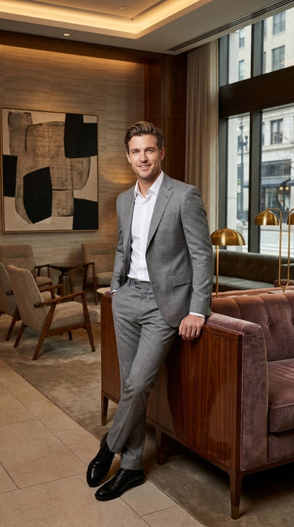 Men’s James Bond Skyfall Inspired Grey Suit – Classic 2 Button Formal Suit