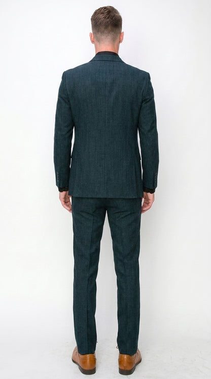 Men’s Teal Green 3 Piece Suit – Modern Two Button Suit with Matching Vest & Pants