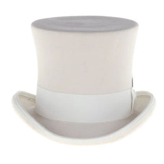 Victorian Steampunk Top Hat - 1800 19th Century - Dressy Loden Felt Top White Hat