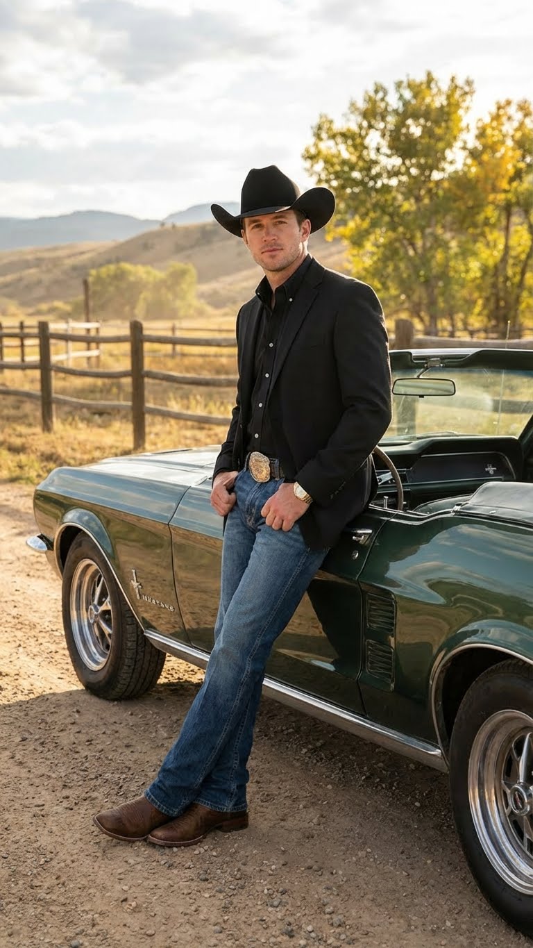 Men’s Black Western Blazer Jacket, Classic Cowboy Style Sport Coat for Casual Formal Wear with Jeans