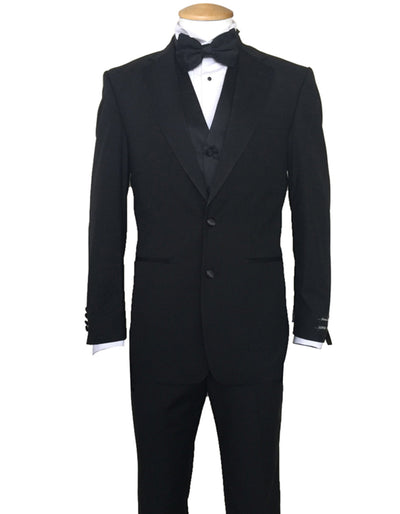 Mens Vested Traditional 2 Button Polyester Tuxedo in Black 1 WT-5032  - from alligatorwarehouse.com