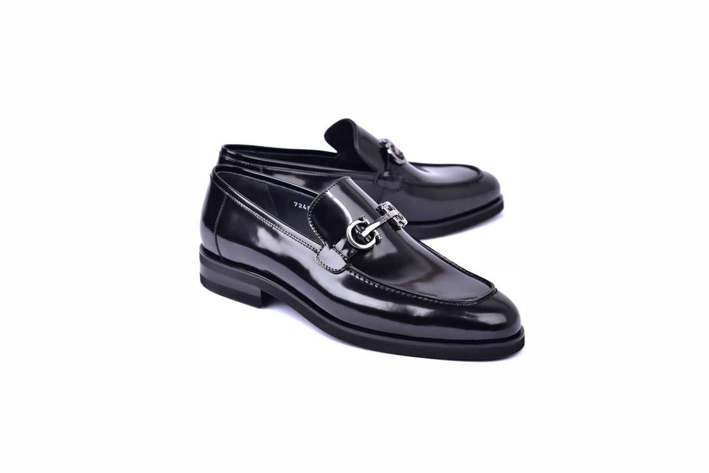 C0001204-7249 loafer with silver buckle-Black
