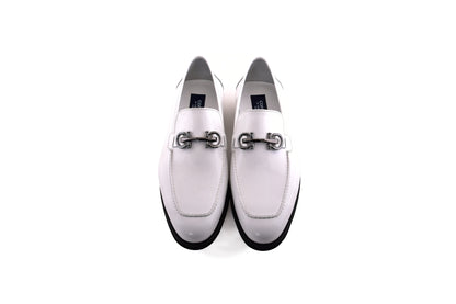 C0001209-7249 loafer with silver buckle-White