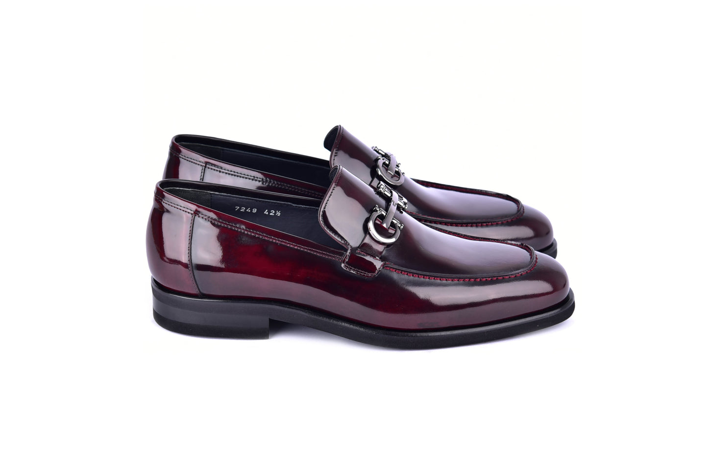C0001205-7249 loafer with silver buckle-Dark Burgundy