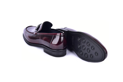 C0001205-7249 loafer with silver buckle-Dark Burgundy