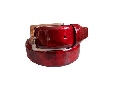 CBelt-7249 Belt Marble leather-Ruby