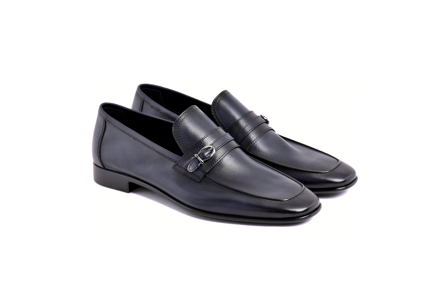 C0001116-7256 Side buckle loafer- Navy