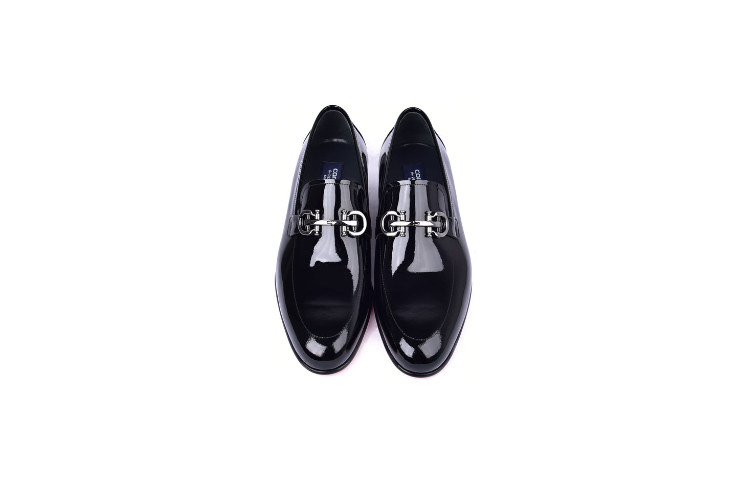 C00012-7260 Formal loafer with silver buckle-Black Patent